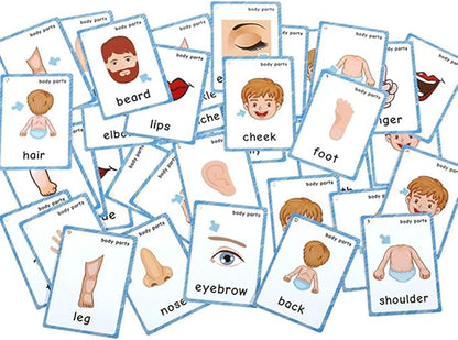 Set of(Body Parts+Illness) Flash Cards for Toddlers | Kids Learning Montessori Pocket Cards Toys | Perfect for Pre-K Decorations Background Wall Stickers,Teacher/Autism Therapists Tools