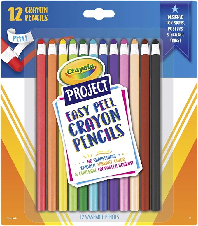 Crayola Crayon Pencils, Easy Peel, Assorted Colors, Coloring Supplies, 12 Count, Multi