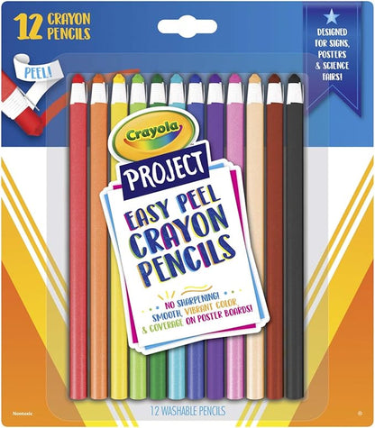 Crayola Crayon Pencils, Easy Peel, Assorted Colors, Coloring Supplies, 12 Count, Multi