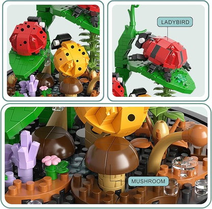 Insects Plant Bonsai Building Set,Adult Mini Animals Friend Set,Insect Collection Gift for Kids,Party Favors Bugs Building Block Kit,Valentines New Year Birthday Gift for Boys Girls(Ladybugs)