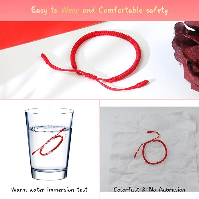 DAYANEY Red Bracelet for Women, Red String Bracelet for Protection as Girl Easter Basket Stuffers, Matching Jewelry for Couple, Christian Mens Good Luck Gifts Kabbalah Baby Braclets for Infant Kids