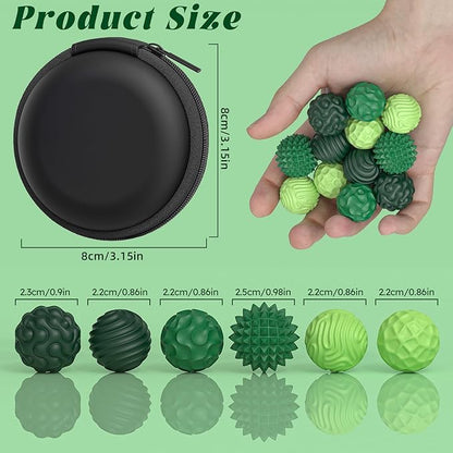 Silicone Magnetic Balls, Fidget Toys for Adults & Teens, 6PCS Stress Balls Sensory Toy, Quiet Magnet Desk Fidgets with Textured, ADHD Anxiety Relief Items, Fun Stocking Suffers Gifts (Green)