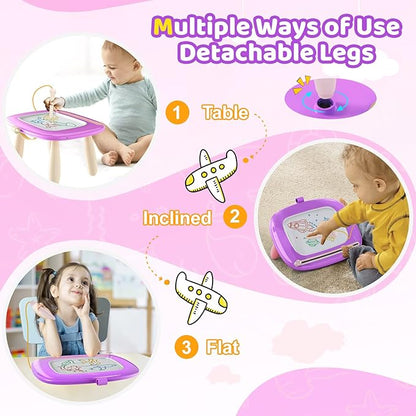 Kikidex Toddlers Toys Age 1-3, Magnetic Drawing Board, Toddler Girl Toys for 1-2 Year Old, Doodle Board Pad Learning and Educational Toys for 1 2 3 Year Old Baby Kids Birthday Gift (Purple)