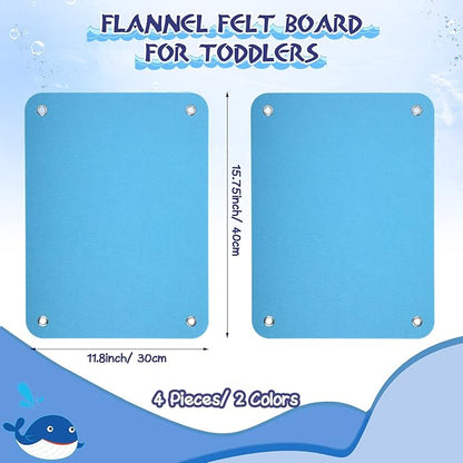 4 Pieces Felt Board for Toddlers Classroom Flannel Board Stories for Preschool Homeschooling, Kids Felt Story Activity Wall Hanging Children Birthday Gifts, 11.8 x 15.75 Inch (Blue)