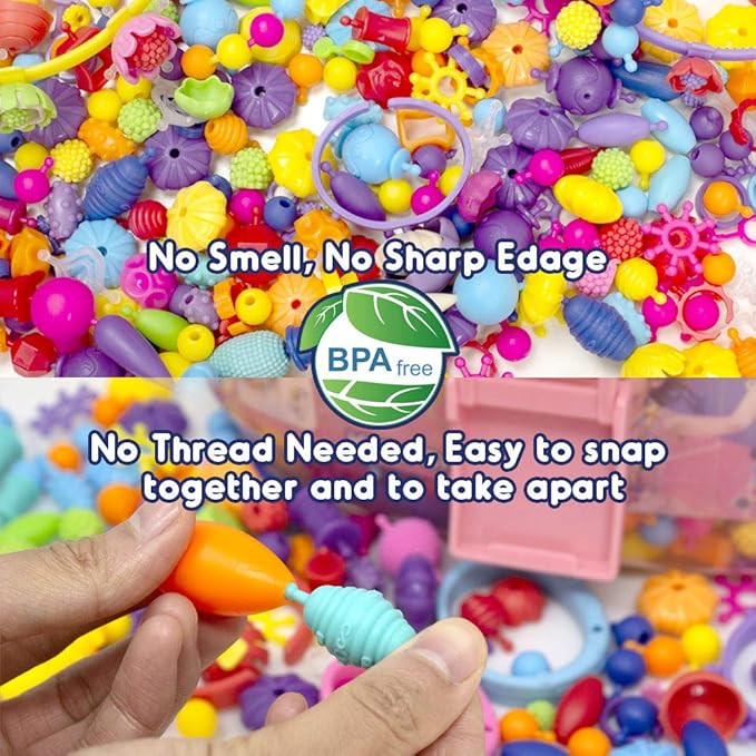 Pop Beads, Jewelry Making Kit for Girls, Art and Craft Toys Gift, DIY Bracelets Necklace Hairband and Rings Creativity Set for Kids Age 3 4 5 6 7 8 Year Old