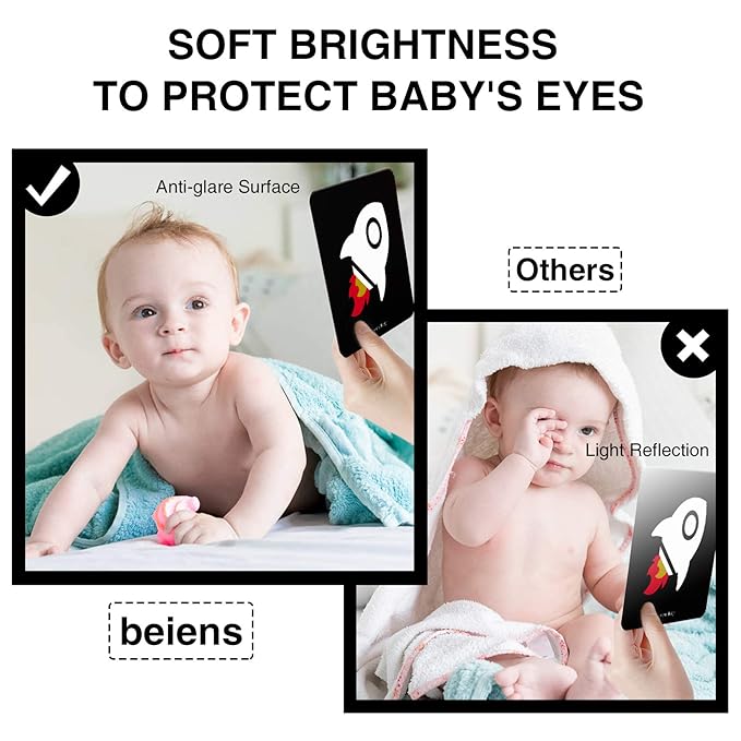 beiens High Contrast Baby Flashcards, Black White Color Newborn Brain Development Toys, Visual Stimulation Learning Activity Cards, Educational Infants Gift (Black White Color(for 3-6 Months))