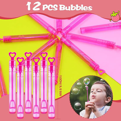 110 PCS Strawberry Party Favors Set - Berry Birthday Supplies for Kids Girls Includes Drinking Straws, Keychains, Silicone Bracelets, Sticker Strawberry Pinata Filler Goodie Bag Fillers