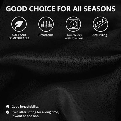 Leather Like Recliner Chair Covers Heavy Duty, 4 Pieces Lazy Boy Recliner Cover for Recliner Chair, Leather Cover for Recliner slipcovers Washable for Pets (Black)