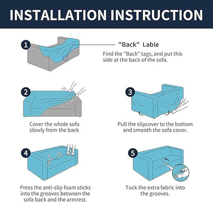 2025 New Stretch Loveseat Sofa Slipcovers Couch Cover for 2 Cushion Furniture Protector Sofa Covers with Elastic Bottom Jacquard Fabric Small Checks for Pets, Kids - Grey