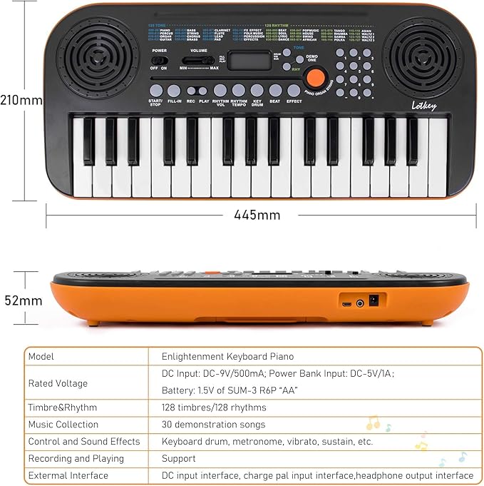 Kmise Mini Keyboard Piano 32 Key Small Portable Digital Electronic Keyboard with 30 Demo Songs Musical Gift for Beginners Kids(No Power Cord Included)