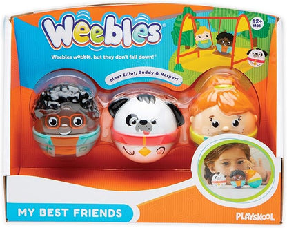 Playskool Weebles My Best Friends - Weeble Wobble Preschool Toy for Toddlers, 2 Weebles Characters + 1 Weebles Pet Dog for Kids Ages 12 Months and Up