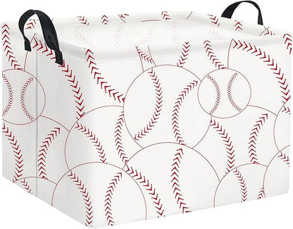 HIYAGON Rectangular Baseball Basket Kids Baby Nursery Storage Basket for Boys Baseball Room Decor Cute Toy Storage Organizer Bins Bedroom(Baseballs)
