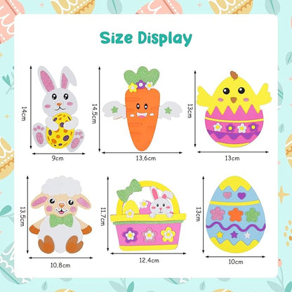 Fennoral 24 Pack Easter Craft Kit for Kids Make You Own Easter Foam Stickers Ornament DIY Easter Arts and Crafts for Easter Art Project Easter Party Decoration