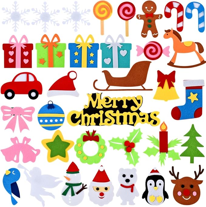 Felt Christmas Tree - 3.4 FT Christmas Decorations for Toddlers with 46 Pcs Ornaments,DIY Xmas Gifts for Door Wall Hanging Decorations