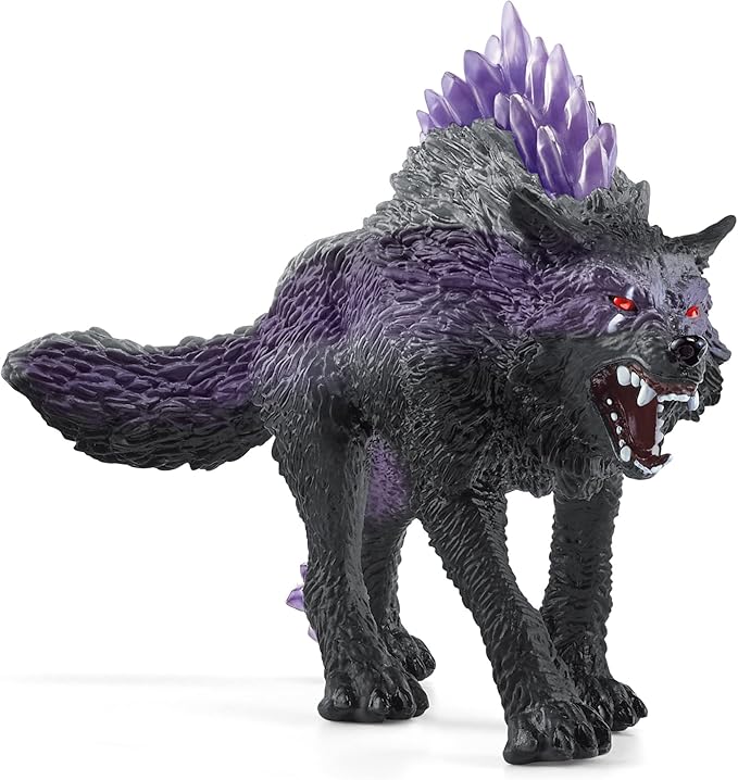 Schleich Eldrador Creatures Mythical Shadow Wolf Action Figure - Featuring Purple Coat and Translucent Back Crystals, Durable Toy for Boys and Girls, Gift for Kids Age 7+