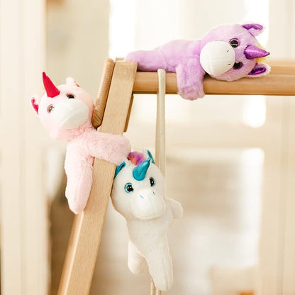 Unicorn Slap Bracelets Wrist Hugger Gift- Stuffed Animals Huggable Plush Toy for Kids and Teens, Toddler Bed and Stroller Toys White, 8.5"