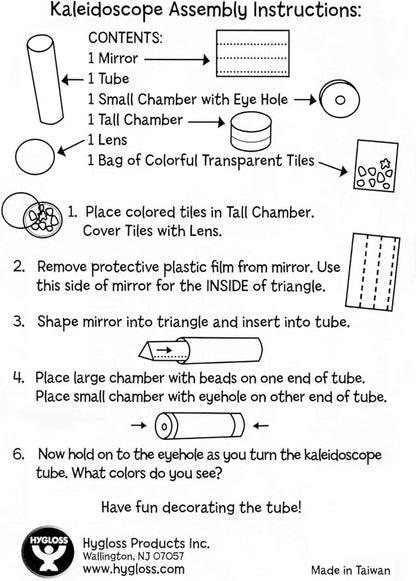 Hygloss Products Kaleidoscope Kit For Kids - Make Your Own Kaleidoscopes - 6-3/4 x 1-3/8 Inches, 1 Pack