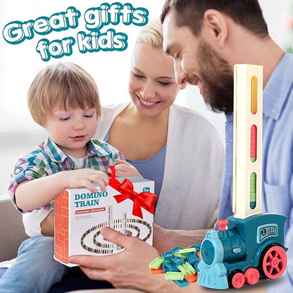 200 PCS Domino Train Toy Set, Automatic Dominos Train for Kids Boys Girls, Electric Dominoes Machine Train Toy Set with Sounds, Birthday Easter Gifts for Kids Ages 4-6-8 Games Family Games