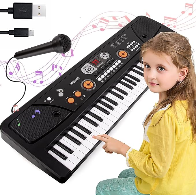 Kids Keyboard Piano, 61 Keys Electric Piano Keyboard for Kids with Microphone MP3 Function Led Display Educational Musical Toys Birthday Xmas Gifts for Toddlers Boys Girls Ages 3 5 7 9 12