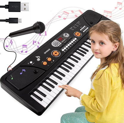 Kids Keyboard Piano, 61 Keys Electric Piano Keyboard for Kids with Microphone MP3 Function Led Display Educational Musical Toys Birthday Xmas Gifts for Toddlers Boys Girls Ages 3 5 7 9 12