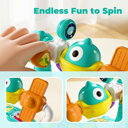 iPlay, iLearn Baby Dinosaur Musical Piano Toy, Infant Tummy Time Music Toy W/ Light Sound, Toddler Sensory Development Learning Activity, Birthday Gift 6 7 8 9 10 12 Month 1 2 3 Year Old Boy Girl Kid