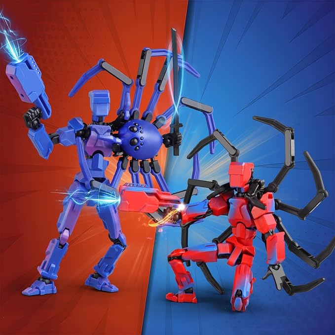 (Assembly Required) T-Spider 13 Action Figure Set -Titan 13 Action Figure with Sucker Spider13 Collectible 3D Printed Toys Highly Detailed Action Figures for Collectors and Fans - Blue