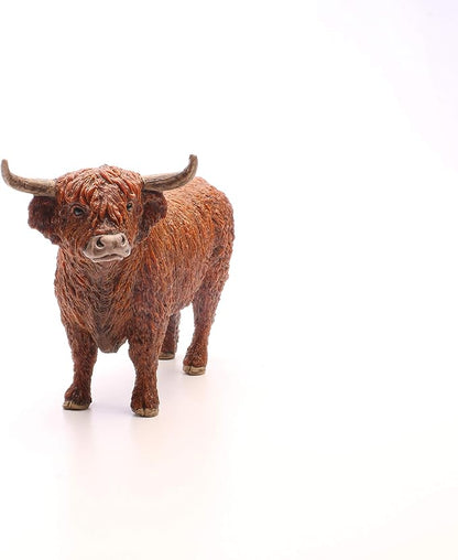 Schleich Farm World Realistic Highland Bull Cow Animal Figurine - Highly Detailed and Durable Farm Animal Toy, Fun and Educational Play for Boys and Girls, Gift for Kids Ages 3+