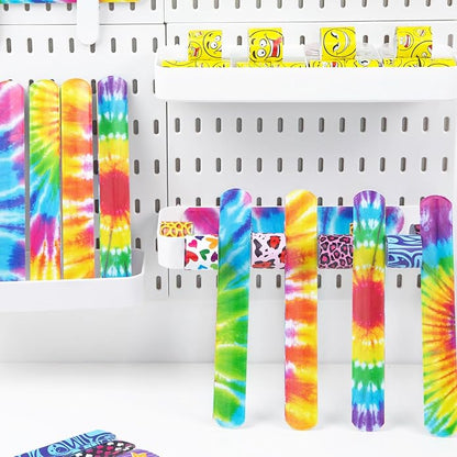 AMOR PRESENT Slap Bracelets Bulk, 48PCS Snap Bracelets for Kids Tie Dye Wrist Band Mermaid Sports for Party Favors Carnival Prizes Goodie Bags Groove Party