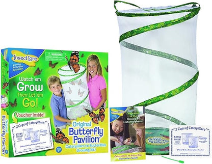 Insect Lore Butterfly Garden | Pavilion 24" with Voucher | 2ft Tall Habitat & STEM Journal | Redeem Voucher for 5 Live Baby Caterpillars | Painted Lady Butterfly Growing Kit