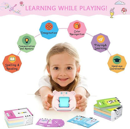 Talking Flash Cards Learning Toys for Toddlers 1-6 Years Old, Preschool Montessori Toys, Speech Therapy Toys Pocket Vocabulary Toy Autism Toys Gifts for Kids, Boys Girls(510 Words New Pink)