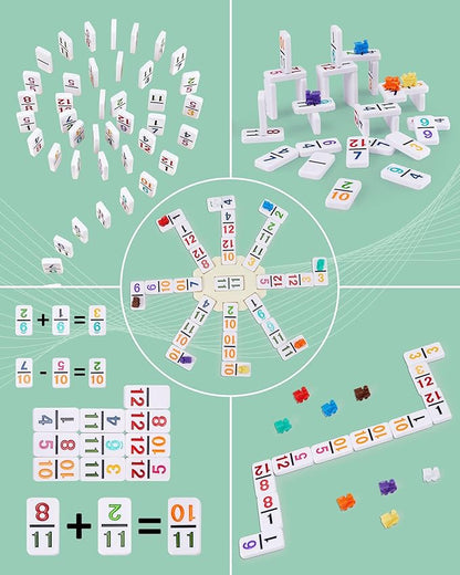 KAILE Mexican Train Dominoes Set with Numbers, 91 Tiles Double 12 Colored Dominoes Game Set with Aluminum Case for Families Kids 2-4 Players