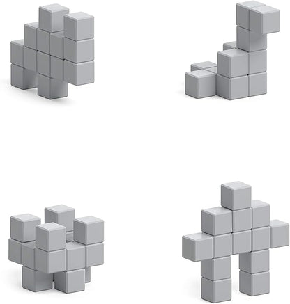 PIXIO-16 Grey Color Series Magnetic Blocks Building Set 16pcs with Free App, Stress Relief Building Blocks, Magnets for Kids, Pixel Art Desk Toy, Fidget Toys