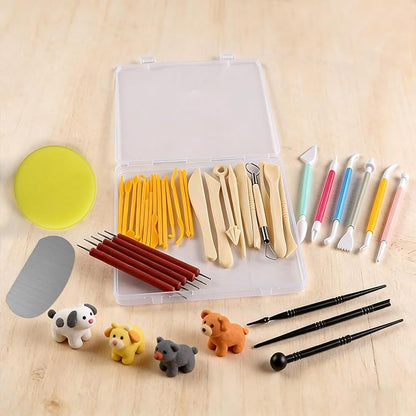 Phinus Clay Tools Kit, 40PCS Pottery Tools for Kids and Adults, Air Dry Polymer Clay Tools, Clay Sculpting Tools for Dotting, Carving, Drawing, Molding, Modeling, Shaping