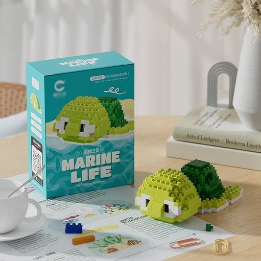 Marine Animals Building Blocks Sets Mini Building Blocks Ocean Animal Sea Creatures Building Blocks Set Mini Building Blocks Toys STEM Gifts for Kids Adult(Sea Turtle)