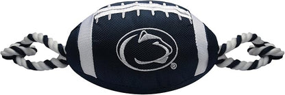 Pets First NCAA Penn State Nittany Lions Football Dog Toy, Tough Quality Nylon Materials, Strong Pull Ropes, Inner Squeaker, Collegiate Team Color