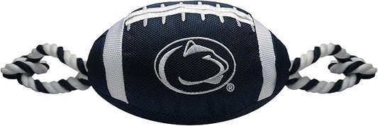 Pets First NCAA Penn State Nittany Lions Football Dog Toy, Tough Quality Nylon Materials, Strong Pull Ropes, Inner Squeaker, Collegiate Team Color
