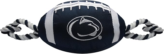 Pets First NCAA Penn State Nittany Lions Football Dog Toy, Tough Quality Nylon Materials, Strong Pull Ropes, Inner Squeaker, Collegiate Team Color