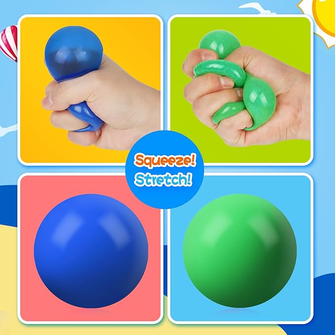 5PACK Stress Balls for Adults Size 2.36 inches, Squishy Balls for Adults Stress Relief, Squishies Ball Sticky Balls, Squeeze Balls Colorful Balls