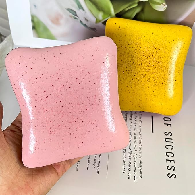 Bread Butter Squishy,Slow Rising Squishy，Stress Balls，Stress Relief & Fidget for ADHD，Party Favor Gift (Yellow and Pink)
