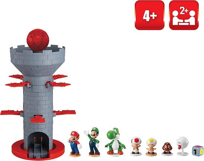 Epoch Games Super Mario Blow Up! Shaky Tower Balancing Game - Tabletop Skill and Action Game with Collectible Super Mario Action Figures (Pack of 1)