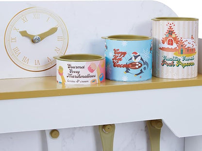 Teamson Kids Versailles Petite Classic Kids Wooden Interactive Play Kitchen, White with Faux White Marble and Gold