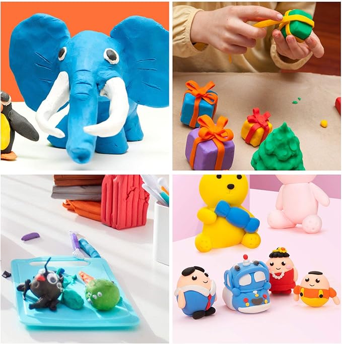 Modeling Clay Kit,DIY Creative Air Dry Clay for Kids,36Colors Ultra Light Magic Clays,with Tools,Fruit Models,Animal Accessories for Art Crafts,Non-Toxic,Non-Stick,Ideal Clay Kits Gift for Girls Boys