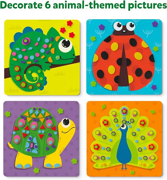 Skillmatics Art Activity - Fun with Foam Animals, No Mess Felt Sticker Art for Kids, DIY Craft Kits, Gifts for Boys & Girls Ages 3, 4, 5, 6, 7, Travel Toys