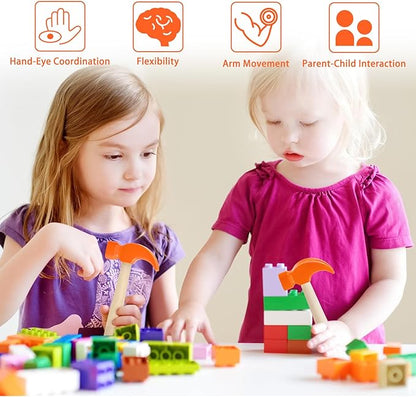 Fowecelt Wooden Hammer Toys Simulation Hammers Maintenance Tools Educational Toys for Kids Birthday Party Games Supplies