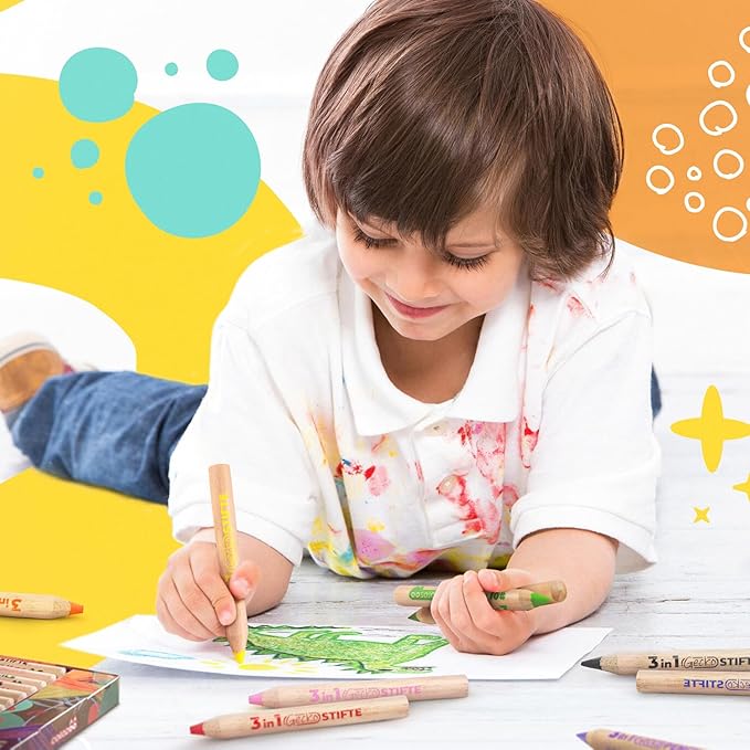 3 In 1 Color Pencils | 12 Colors Set inc. Brush And Sharpener | Non-Toxic And Vegan Colors For Ages 3 And Up