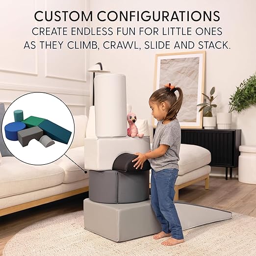 FDP Playtime and Climb Soft Play Set - 6-Piece Baby Climbing Blocks and Indoor Play Gym - Soft Play Climbing for Toddlers and Infants 10m+ (Contemporary/Purple)