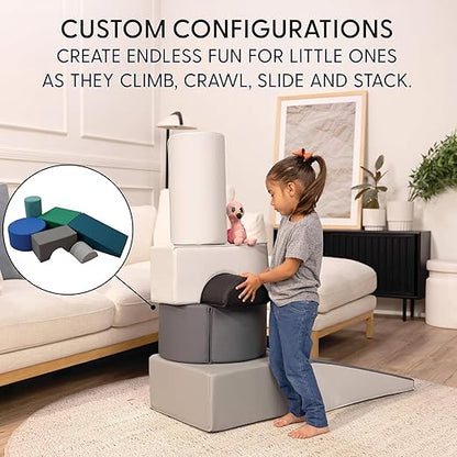 FDP Playtime and Climb Soft Play Set - 6-Piece Baby Climbing Blocks and Indoor Play Gym - Soft Play Climbing for Toddlers and Infants 10m+ (Contemporary/Purple)