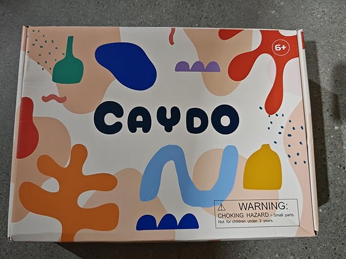 Caydo Air Dry Clay Pottery Kit for Beginners and Adults - 4.4 Lbs Air Dry Clay DIY Craft Set with Tools, Acrylic Paints, Varnish, Clay Stick, Paintbrushes and Step-by-Step Guide - Ideal Pottery Gift