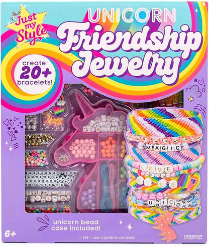 Just My Style Unicorn Friendship Bracelets by Horizon Group USA Create 20+ Bracelets, Kit Includes 1300+ Beads ABC Beads, Metallic Beads Unicorn Storage Case & More