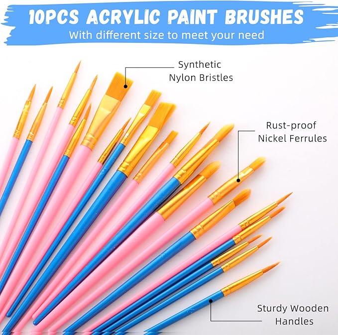 Fullhawl Valentine Acrylic Paint Canvas Easel Set, 62 Pcs Art Painting Supplies Kit with 2 Metal Easels, 2 x 10 Pcs Brushes, 2 Pcs 12 Color Tubes, 4 Canvases, 2 Palettes for Couples Student BeginnerF